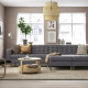 Sofa 4 osobowa z szezlongiem, Gunnared ciemnoszary/drewno LANDSKRONA 195.543.02