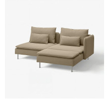 Sofa 2-osobowa, z szezlongiem z podłokietnikiem/Johanneshov brązowobeżowy SÖDERHAMN 196.222.59
