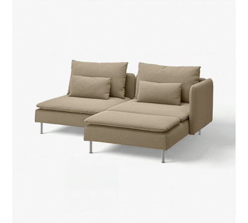 Sofa 2-osobowa, z szezlongiem z podłokietnikiem/Johanneshov brązowobeżowy SÖDERHAMN 196.222.59
