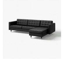 Sofa 4-osobowa, z szezlongiem/Grann/Bomstad czarny/metal LANDSKRONA 290.324.06