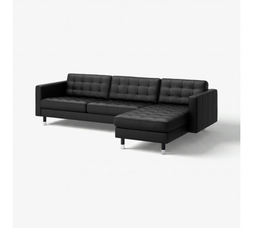 Sofa 4-osobowa, z szezlongiem/Grann/Bomstad czarny/metal LANDSKRONA 290.324.06
