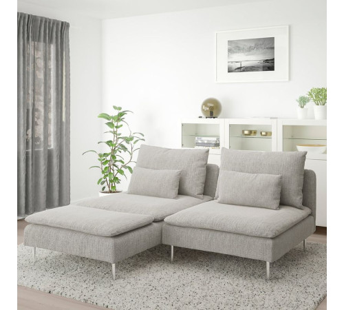 Sofa 2-osobowa, z szezlongiem/Viarp beż/brąz SÖDERHAMN 293.057.60