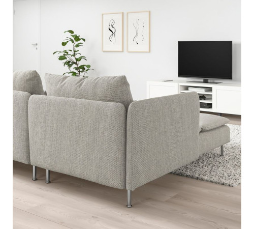 Sofa 4-osobowa, z szezlongiem i otwarty koniec/Viarp beż/brąz SÖDERHAMN 293.058.16