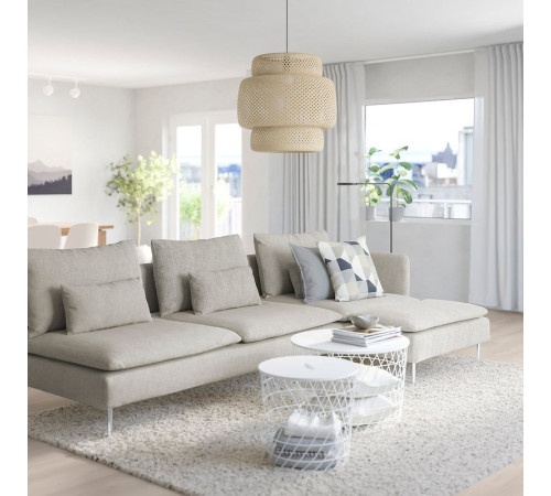 Sofa 4-osobowa, z szezlongiem i otwarty koniec/Viarp beż/brąz SÖDERHAMN 293.058.16