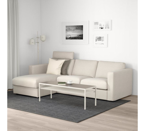 Sofa 3-osobowa z szezlongiem, z zagłówkiem/Gunnared beżowy VIMLE 293.991.03