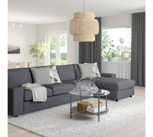 Sofa 4-osobowa z szezlongiem, z szerokimi podłokietnikami/Gunnared średnioszary VIMLE 294.017.66