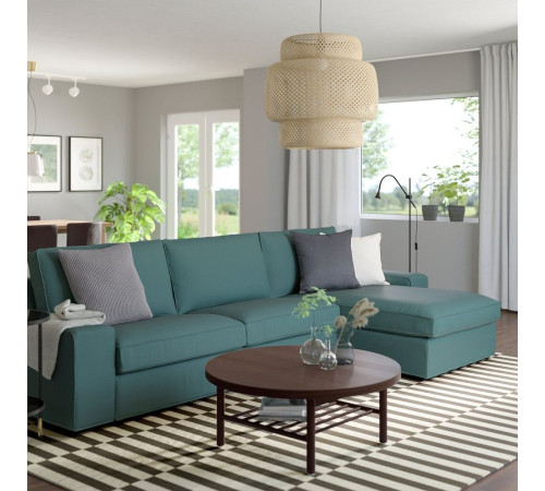 Sofa 4-osobowa z szezlongiem, Kelinge szaroturkusowy KIVIK 294.430.59