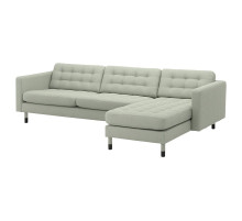 Sofa 4-osobowa z szezlongiem, Gunnared jasnozielony/drewno/czarny LANDSKRONA 294.442.28