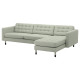 Sofa 4-osobowa z szezlongiem, Gunnared jasnozielony/drewno/czarny LANDSKRONA 294.442.28