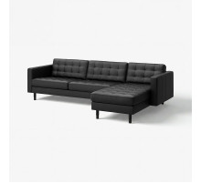 Sofa 4-osobowa z szezlongiem, Grann/Bomstad czarny/drewno/czarny LANDSKRONA 294.442.33