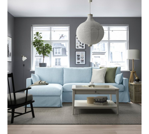 Sofa 3o z szezlongiem, lewy, Kilanda bladoniebieski HYLTARP 294.896.98
