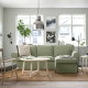 Sofa 3-osobowa z szezlongiem, Hakebo szarozielony EKTORP 295.090.31