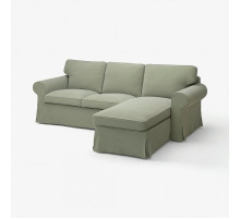 Sofa 3-osobowa z szezlongiem, Hakebo szarozielony EKTORP 295.090.31