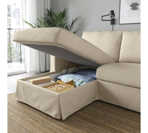 Sofa 3o z szezlongiem, lewy, Hemmesta jasnobeżowy HYLTARP 295.150.08