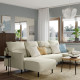 Sofa 4 osobowa z szezlongiem, Saxemara czarnoniebieski MANNARP 296.040.90