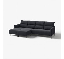 Sofa 4 osobowa z szezlongiem, Saxemara czarnoniebieski MANNARP 296.040.90