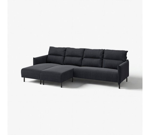 Sofa 4 osobowa z szezlongiem, Saxemara czarnoniebieski MANNARP 296.040.90