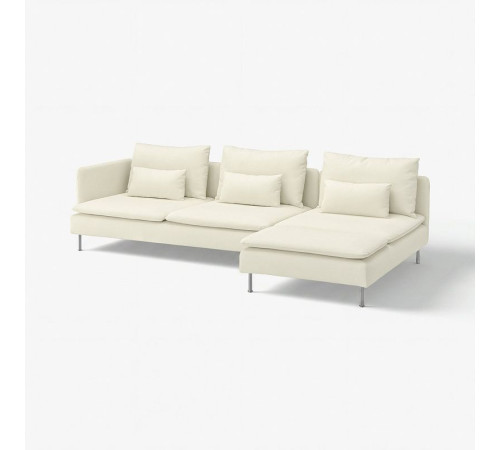 Sofa 4-osobowa z szezlongiem, i otwarty koniec/Johanneshov kremowy SÖDERHAMN 296.216.69