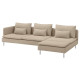 Sofa 4-osobowa z szezlongiem, i otwarty koniec/Kelinge beżowy SÖDERHAMN 296.216.74