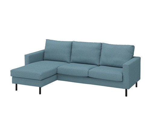 Sofa 3-osobowa z szezlongiem, Fridtuna ciemny szaroniebieski SALTSJÖBADEN 296.225.84