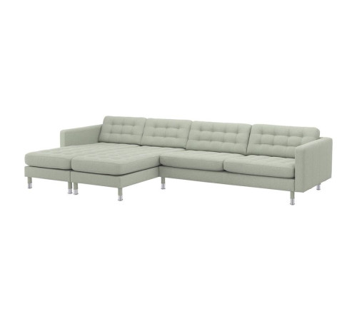 Sofa 5-osobowa, z szezlongami/Gunnared jasnozielony/metal LANDSKRONA 392.699.88