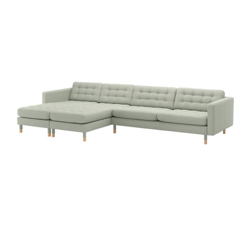 Sofa 5-osobowa, z szezlongami/Gunnared jasnozielony/drewno LANDSKRONA 392.699.93