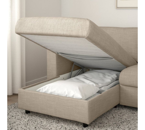 Sofa 3-osobowa, z szezlongiem/Hillared beżowy VIMLE 394.342.76