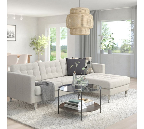 Sofa 3-osobowa, z szezlongiem Gunnared/beżowy metal LANDSKRONA 394.353.32