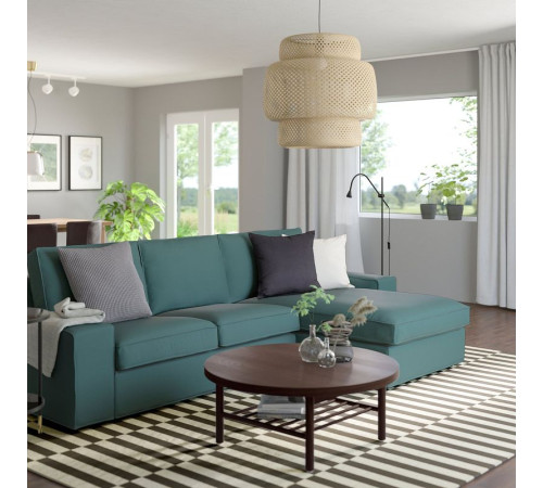 Sofa 3-osobowa z szezlongiem, Kelinge szaroturkusowy KIVIK 394.430.54