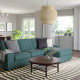 Sofa 3-osobowa z szezlongiem, Kelinge szaroturkusowy KIVIK 394.430.54