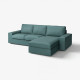 Sofa 3-osobowa z szezlongiem, Kelinge szaroturkusowy KIVIK 394.430.54