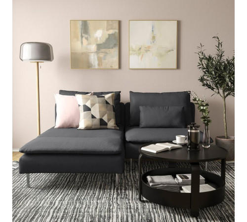 Sofa 2-osobowa z szezlongiem, Fridtuna ciemnoszary SÖDERHAMN 394.496.16