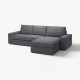 Sofa 3-osobowa z szezlongiem, Gunnared średnioszary KIVIK 394.847.75