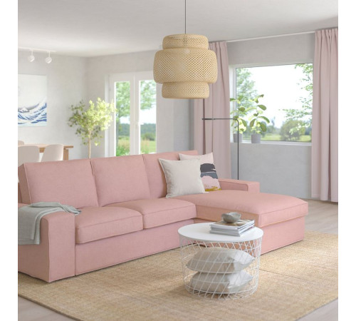 Sofa 3-osobowa z szezlongiem, Gunnared jasny różowy KIVIK 394.848.17