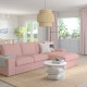 Sofa 3-osobowa z szezlongiem, Gunnared jasny różowy KIVIK 394.848.17