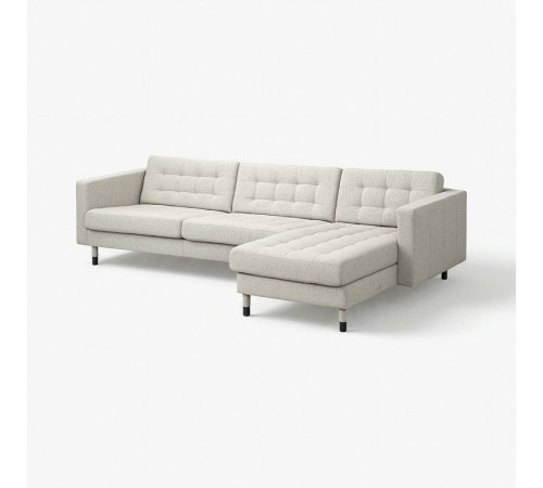 Sofa 4-osobowa z szezlongiem, Gunnared beżowy/czarny/drewno LANDSKRONA 394.911.44
