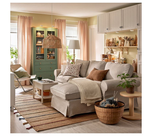 Sofa 3-osobowa z szezlongiem, Kilanda jasnobeżowy EKTORP 395.090.40