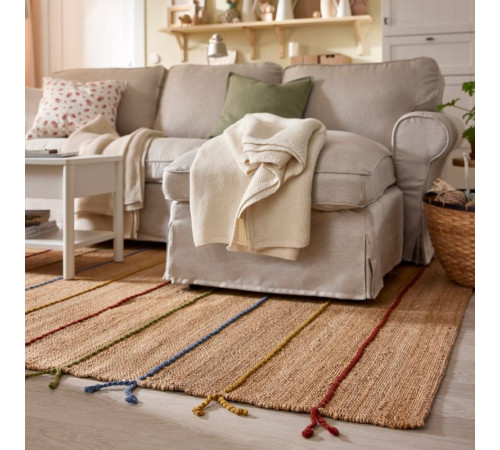 Sofa 3-osobowa z szezlongiem, Kilanda jasnobeżowy EKTORP 395.090.40