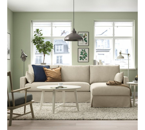 Sofa 3o z szezlongiem, prawy, Hemmesta jasnobeżowy HYLTARP 395.149.75