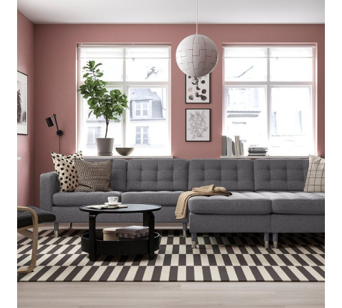 Sofa 4 osobowa z szezlongiem, Gunnared ciemnoszar/metal LANDSKRONA 395.543.01