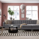 Sofa 4 osobowa z szezlongiem, Gunnared ciemnoszar/metal LANDSKRONA 395.543.01