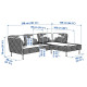Sofa 3-osobowa z szezlongiem, podłokietnik na zewnątrz/technorattan ciemnoszary VITTSKÄR 395.912.52