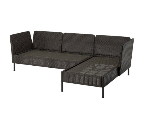 Sofa 3-osobowa z szezlongiem, podłokietnik na zewnątrz/technorattan ciemnoszary VITTSKÄR 395.912.52
