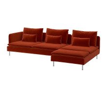 Sofa 4-osobowa z szezlongiem, i otwarty koniec/Alhamn głęboki pomarańczowo-czerwony SÖDERHAMN 396.216.59