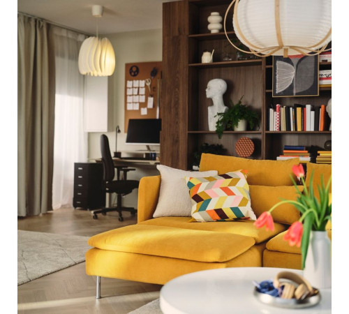 Sofa 2-osobowa, z szezlongiem z podłokietnikiem/Kelinge ciemnożółty SÖDERHAMN 396.222.20