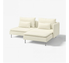 Sofa 2-osobowa, z szezlongiem z podłokietnikiem/Johanneshov kremowy SÖDERHAMN 396.222.44