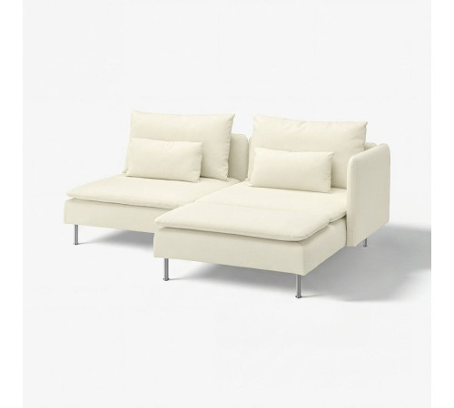 Sofa 2-osobowa, z szezlongiem z podłokietnikiem/Johanneshov kremowy SÖDERHAMN 396.222.44