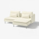 Sofa 2-osobowa, z szezlongiem z podłokietnikiem/Johanneshov kremowy SÖDERHAMN 396.222.44