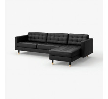 Sofa 4-osobowa, z szezlongiem/Grann/Bomstad czarny/drewno LANDSKRONA 490.324.10