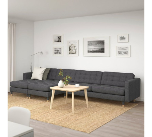 Sofa 5-osobowa, z szezlongami/Gunnared ciemnoszary/drewno LANDSKRONA 492.699.83